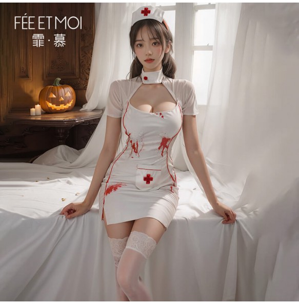 FEE ET MOI - COS Little Nurse Costume (White - Red)